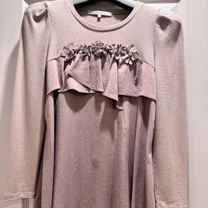 Beige Floral Lace Long Sleeve Blouse
